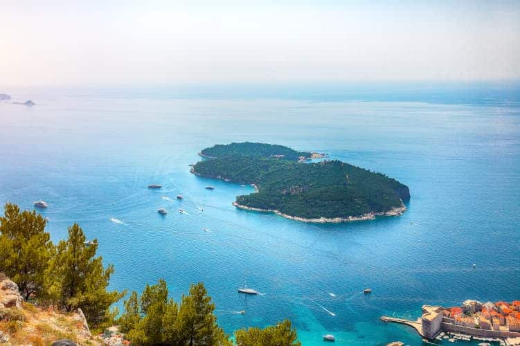 View of Lokrum Island from the hill