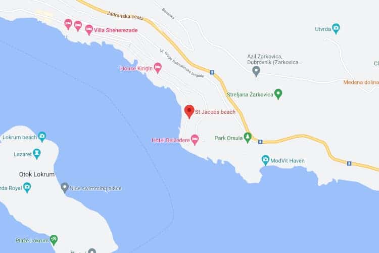 Google Maps location of the St Jacob's beach (in Croatian: Sveti Jakov beach)