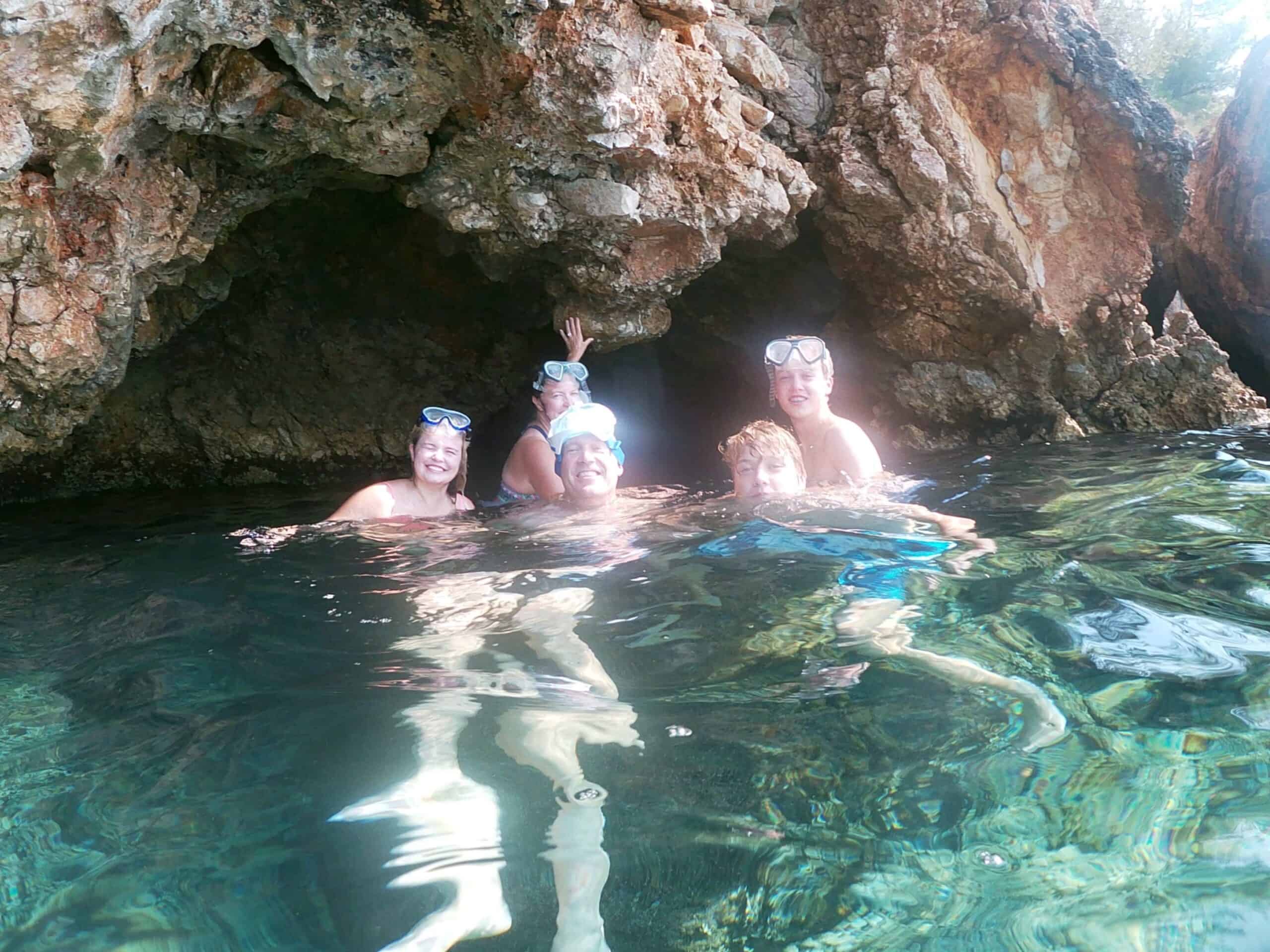 Cave at Sikirica Beach with crystal clear sea hidden gem of Dubrovnik archipelago