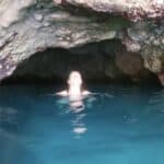 Lady at the Entrance of the Blue Cave, Kalamata Island