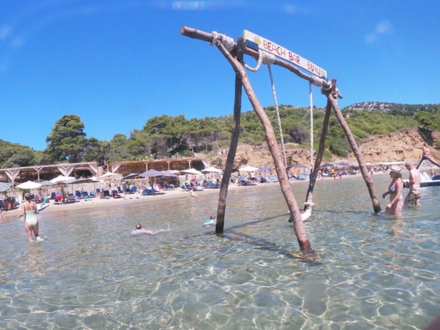 Swing in the sea at Šunj Beach Lopud Island