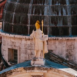 saint blasius statue on a church