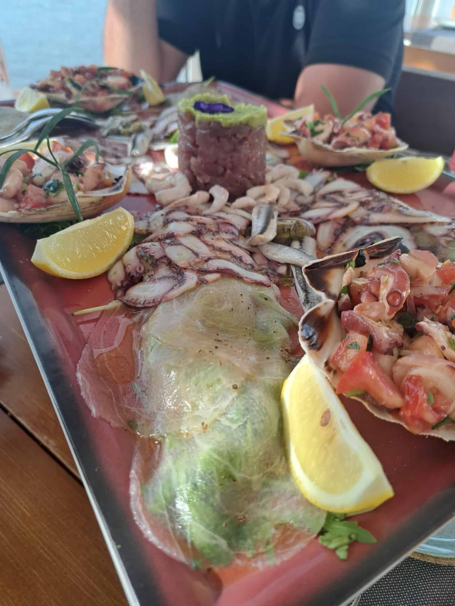 Seafood platter at Restaurant Dubrovnik on Lopud island 