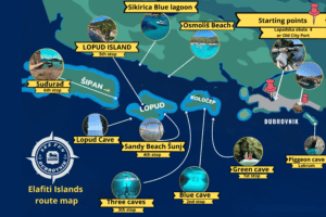 Map of Best spots on Elafiti Islands, accessible by private speedboat